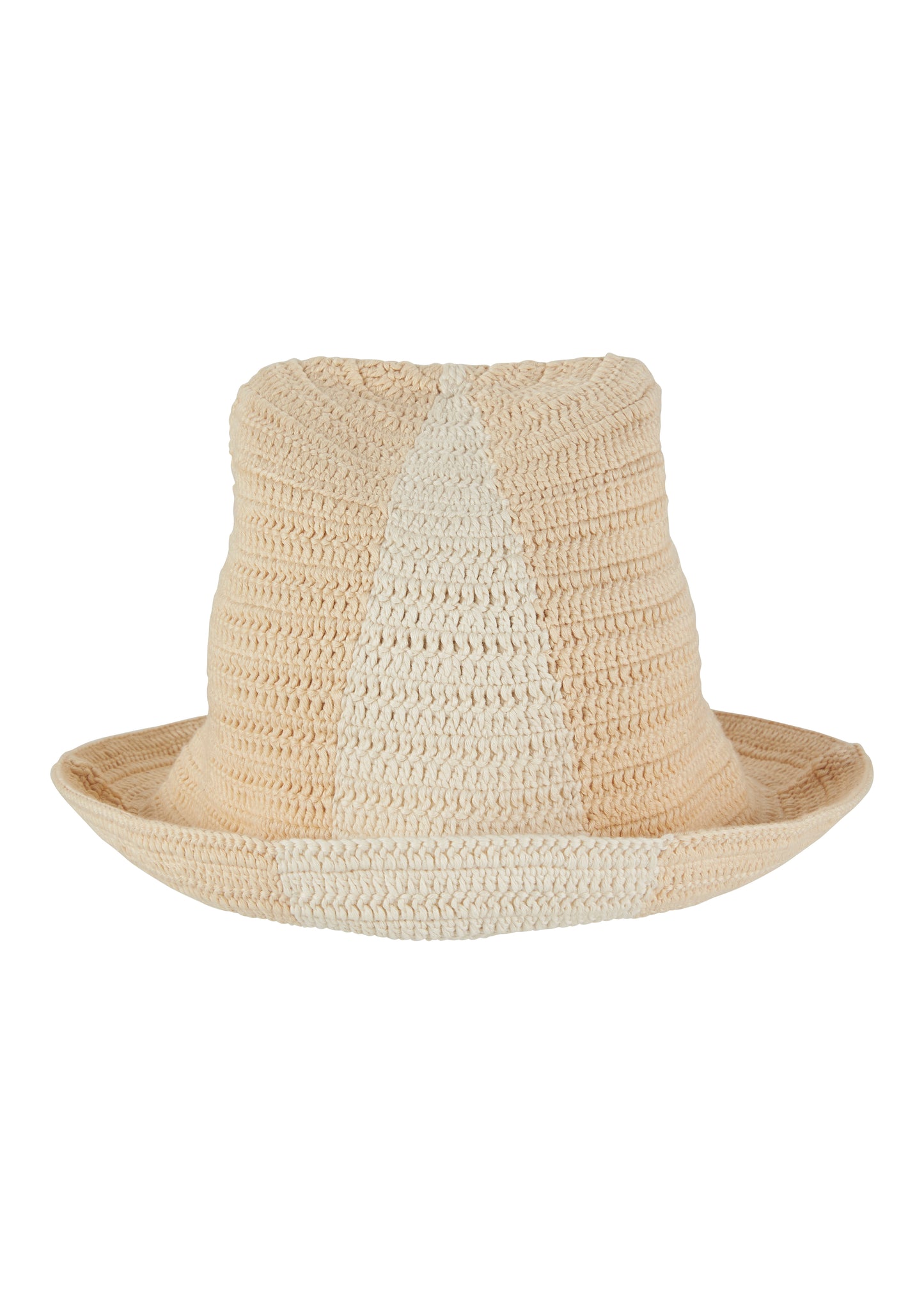 Cotton crochet bucket hat with dual stripe. Handmade sustainably from landfill diverted fibre. Soft hand feel. One size fits all.